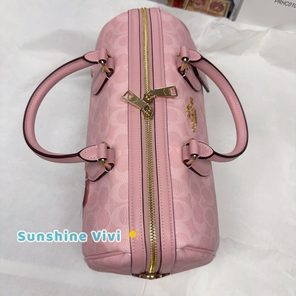 NWT Coach Rowan Large Satchel Bag In Signature Canvas CAO77 /powder pink - Picture 4 of 10